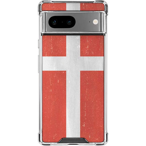 Denmark Flag Distressed Google Pixel 8 Clear Case